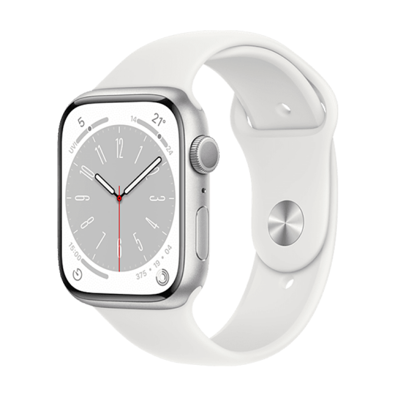 Watch Apple Watch Series 8 GPS 45mm Silver Aluminium Case with Sport Band - White EU